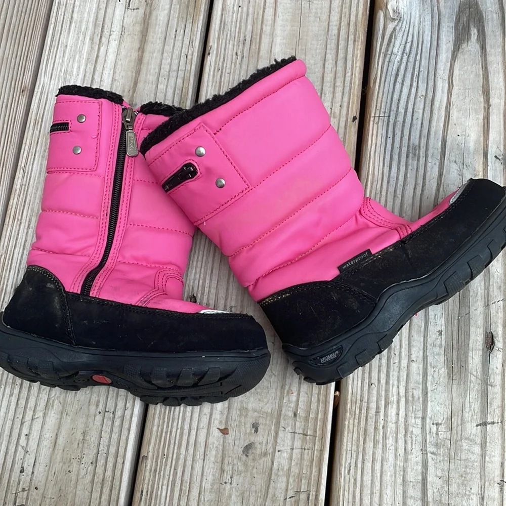 Khombu Girls Pink Waterproof Winter Snow Boots Insulated Youth Size 11M